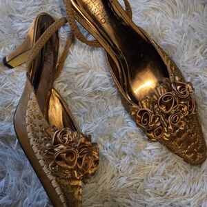 Bronze Floral Women's Heels